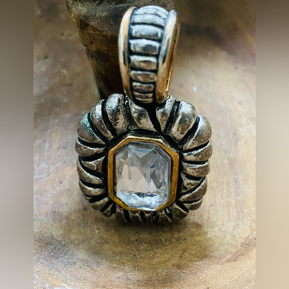 Artisan Silver-Tone Crystal Pendant – Vintage Sunburst Boho Statement Charm